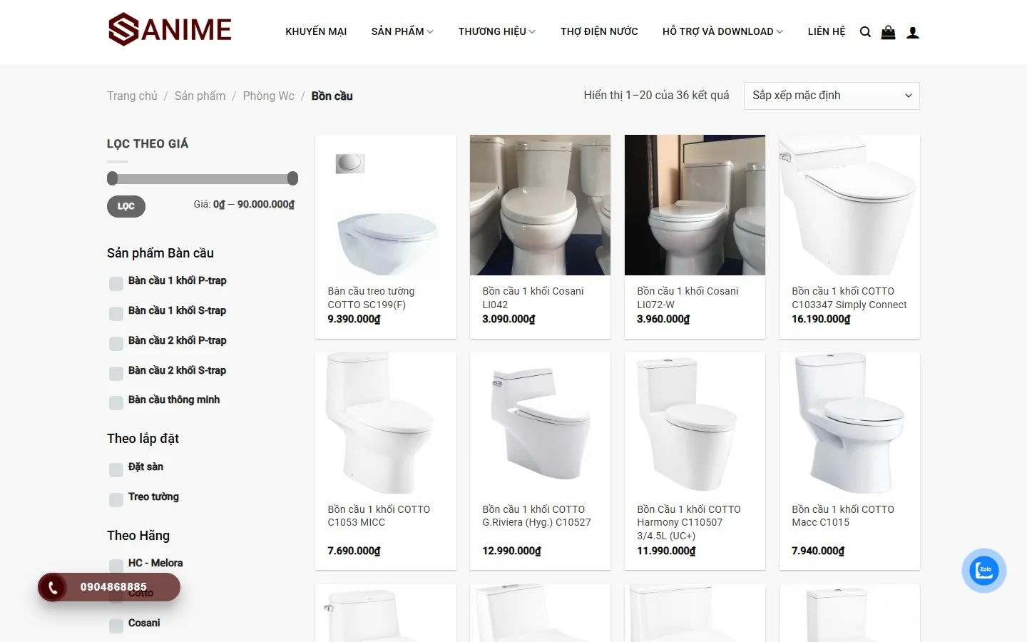 Ví dụ catalogue Sanime / Thiên Minh, nguồn case study Onter