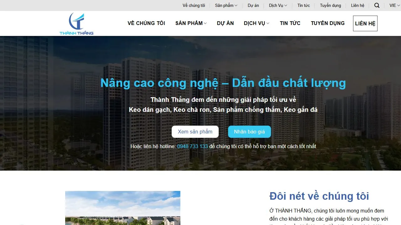 Ảnh chụp website Thành Thắng JSC ngày 03/10/2026
