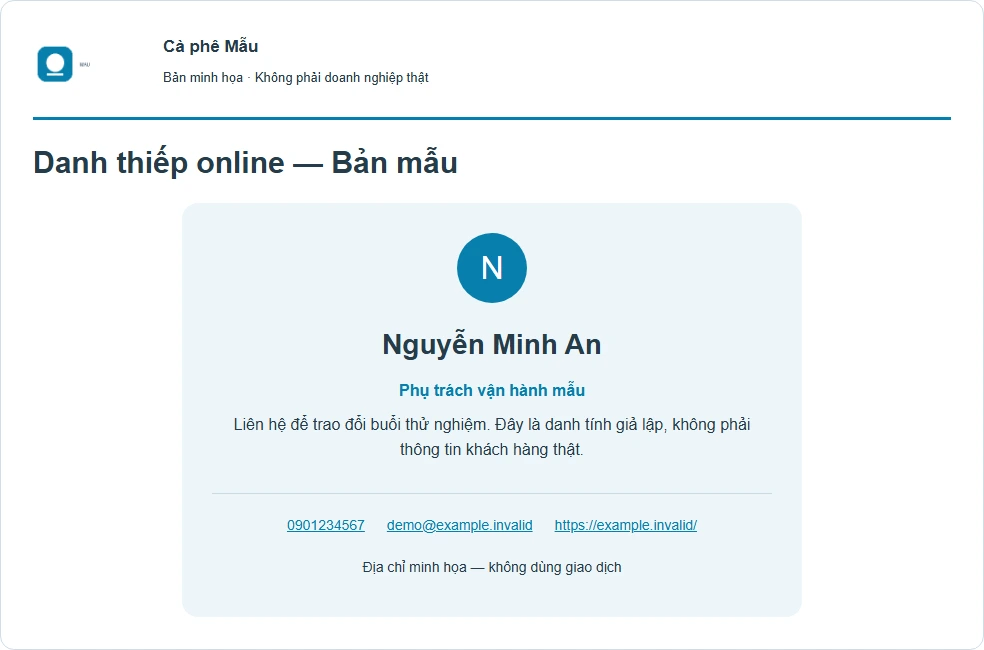 Kết quả minh họa cho Danh thiếp online