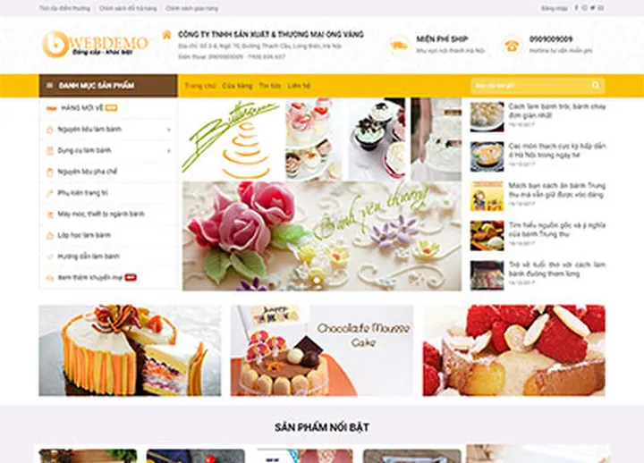 Mẫu website Hiệu bánh