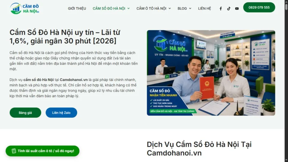 Giao diện Cầm đồ Hà Nội