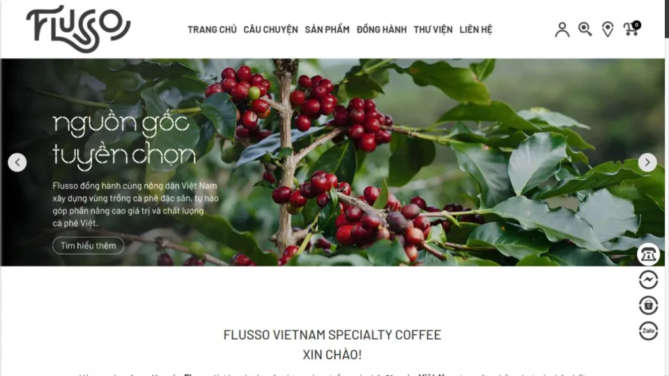 Giao diện Flusso Coffee