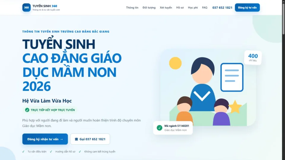 Giao diện Tuyển Sinh 360