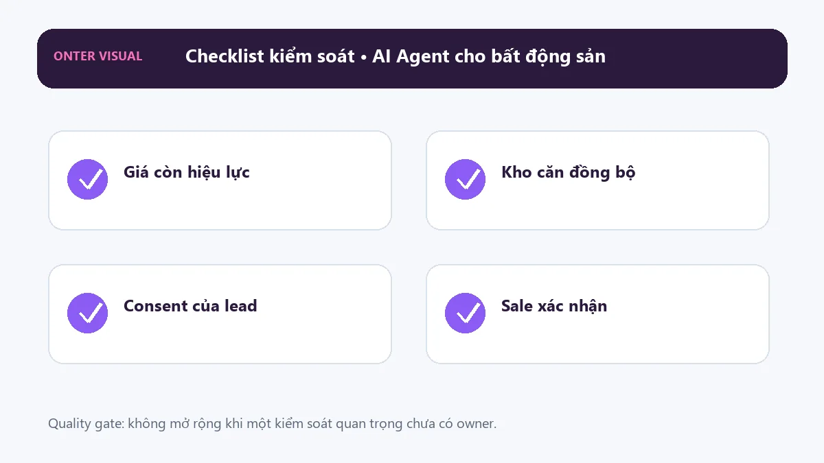 Checklist kiểm soát khi triển khai ai agent cho bất động sản