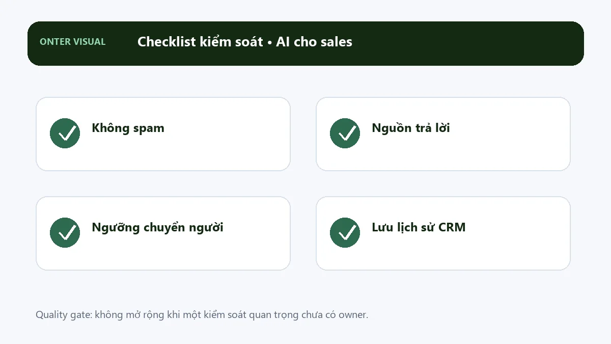 Checklist kiểm soát khi triển khai ai cho sales