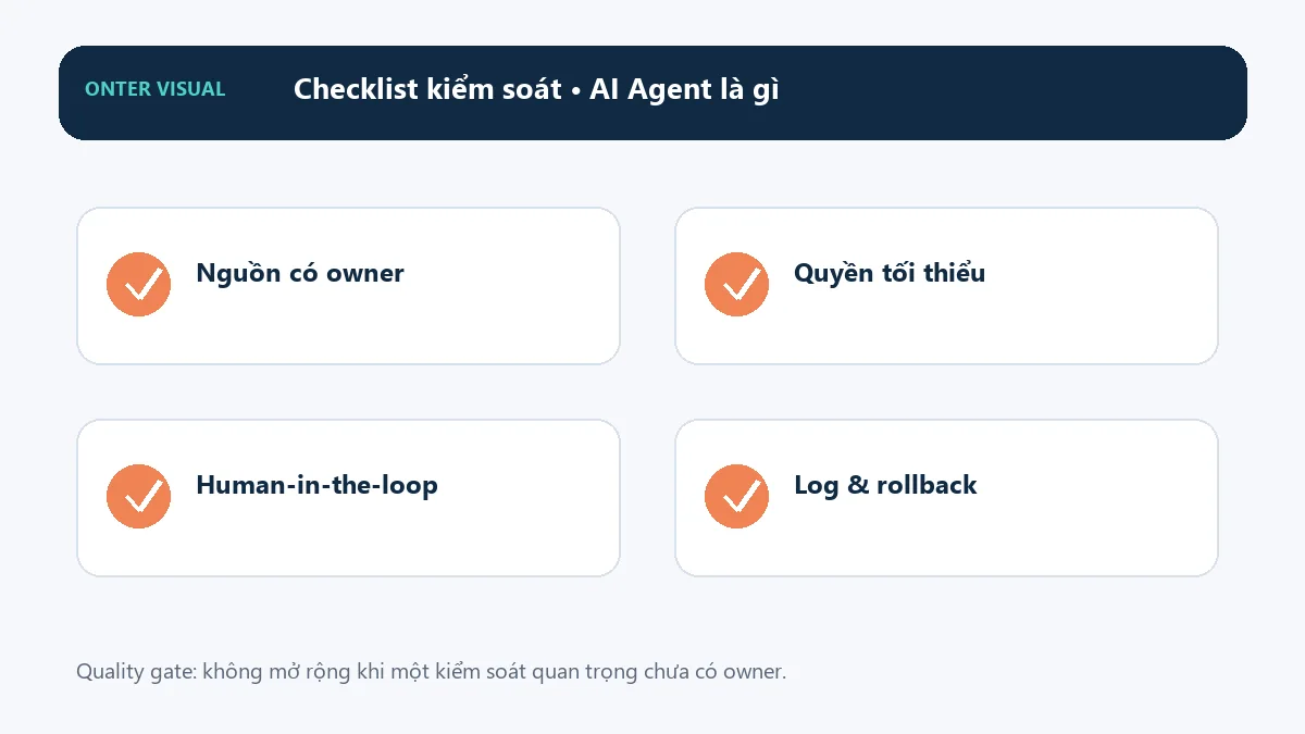Checklist kiểm soát khi triển khai ai agent là gì