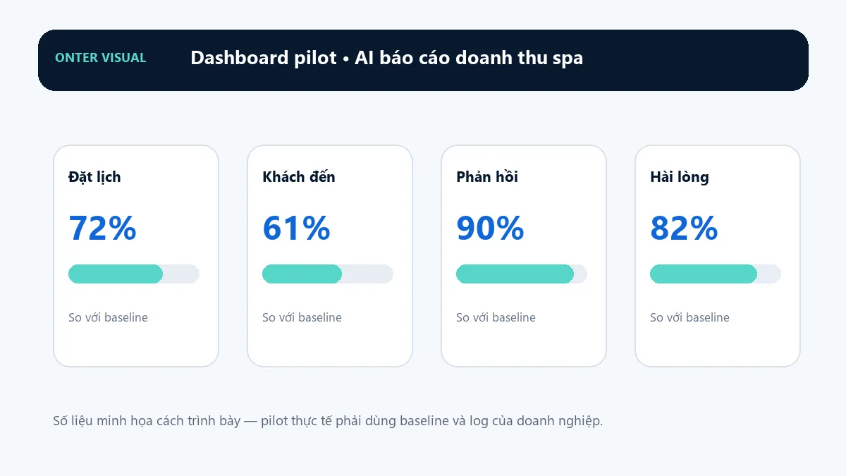 Dashboard KPI minh họa cho ai báo cáo doanh thu spa