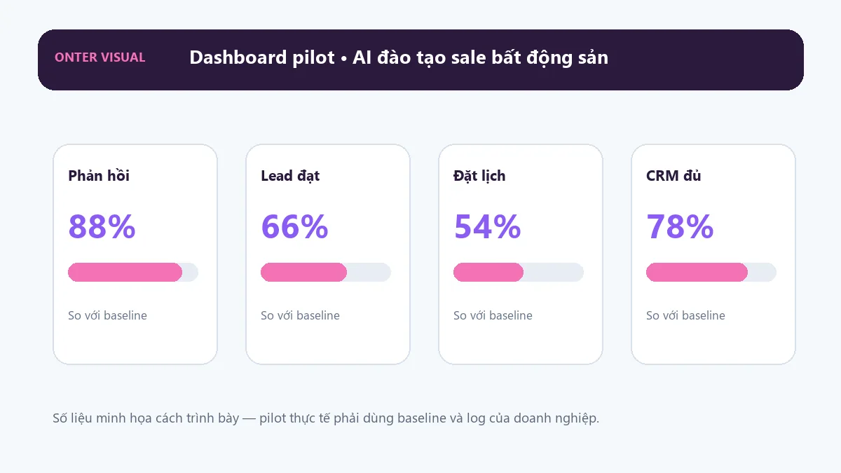 Dashboard KPI minh họa cho ai đào tạo sale bất động sản