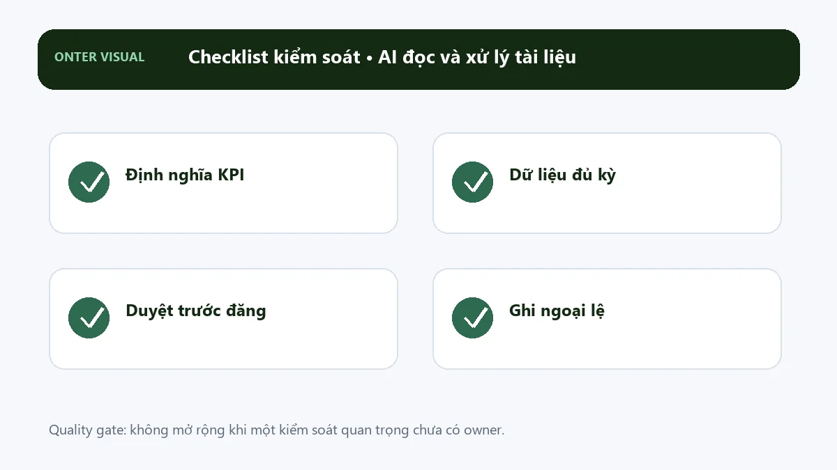 Checklist kiểm soát khi triển khai ai đọc và xử lý tài liệu