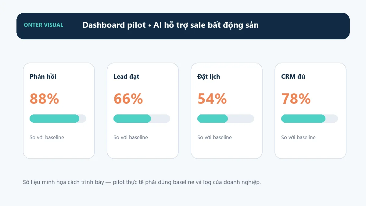 Dashboard KPI minh họa cho ai hỗ trợ sale bất động sản