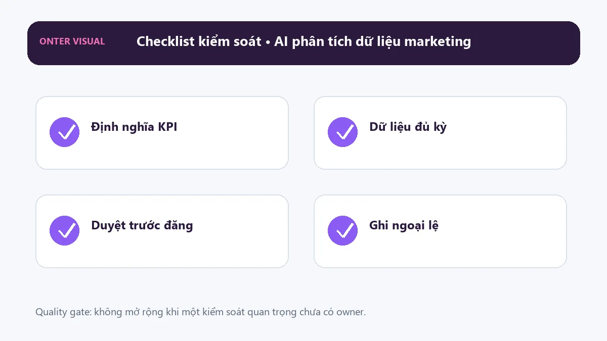 Checklist kiểm soát khi triển khai ai phân tích dữ liệu marketing