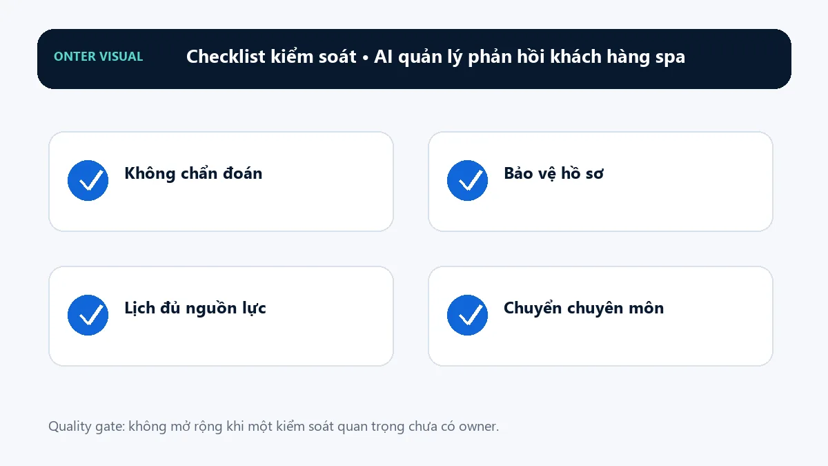 Checklist kiểm soát khi triển khai ai quản lý phản hồi khách hàng spa
