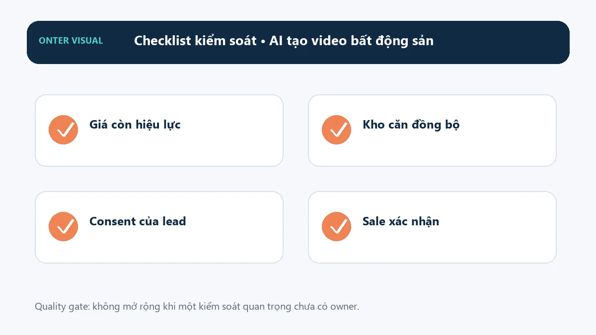 Checklist kiểm soát khi triển khai ai tạo video bất động sản