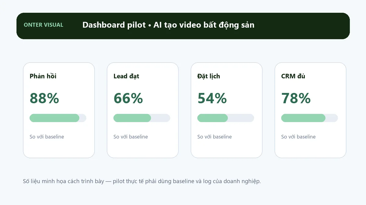 Dashboard KPI minh họa cho ai tạo video bất động sản