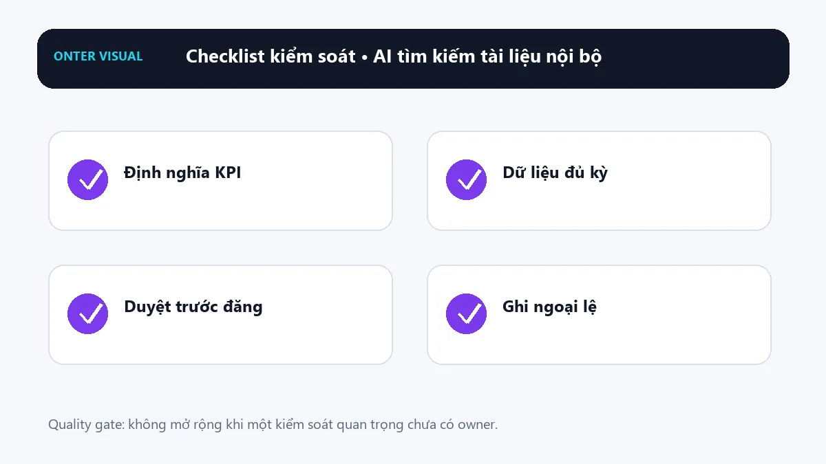 Checklist kiểm soát khi triển khai ai tìm kiếm tài liệu nội bộ