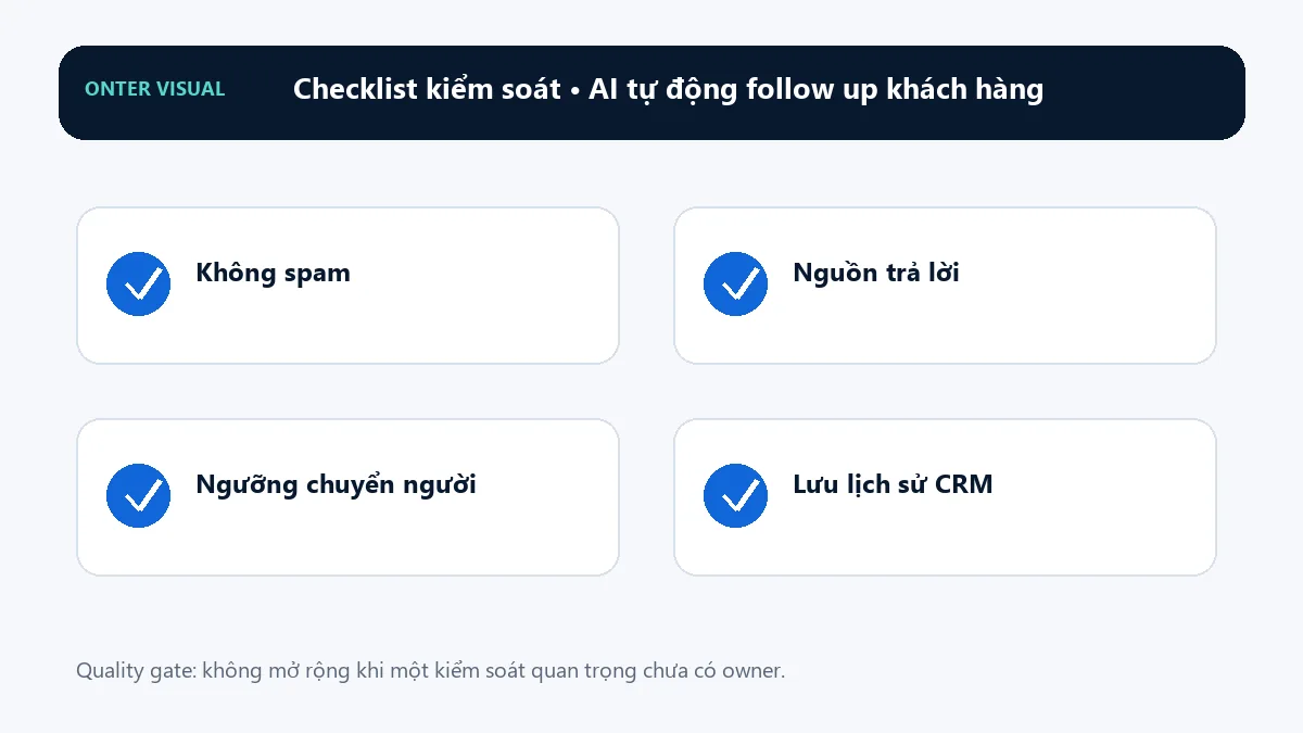 Checklist kiểm soát khi triển khai ai tự động follow up khách hàng