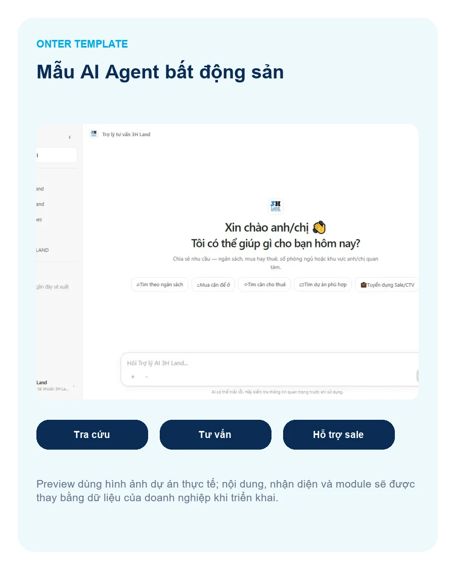 Bố cục và các điểm nổi bật của Mẫu AI Agent bất động sản 3HLAND