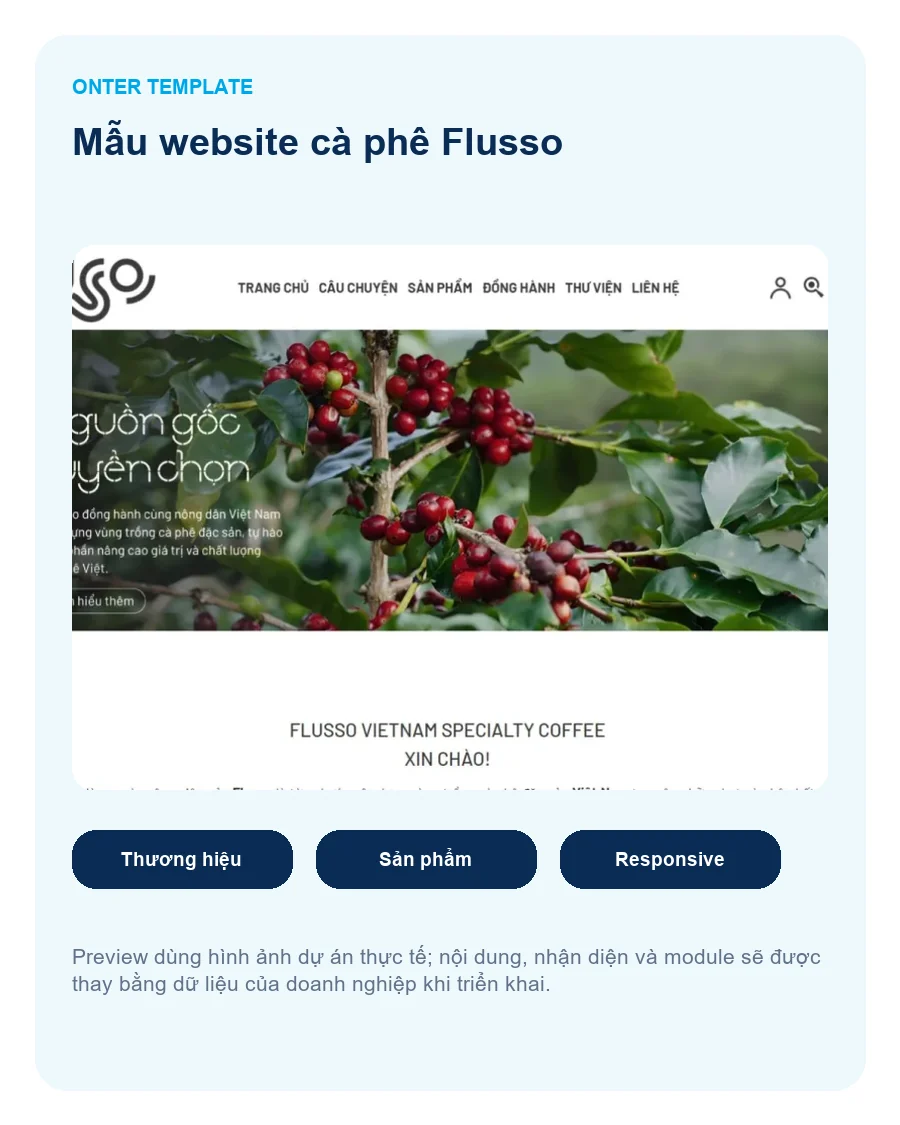 Bố cục và các điểm nổi bật của Mẫu website cà phê Flusso