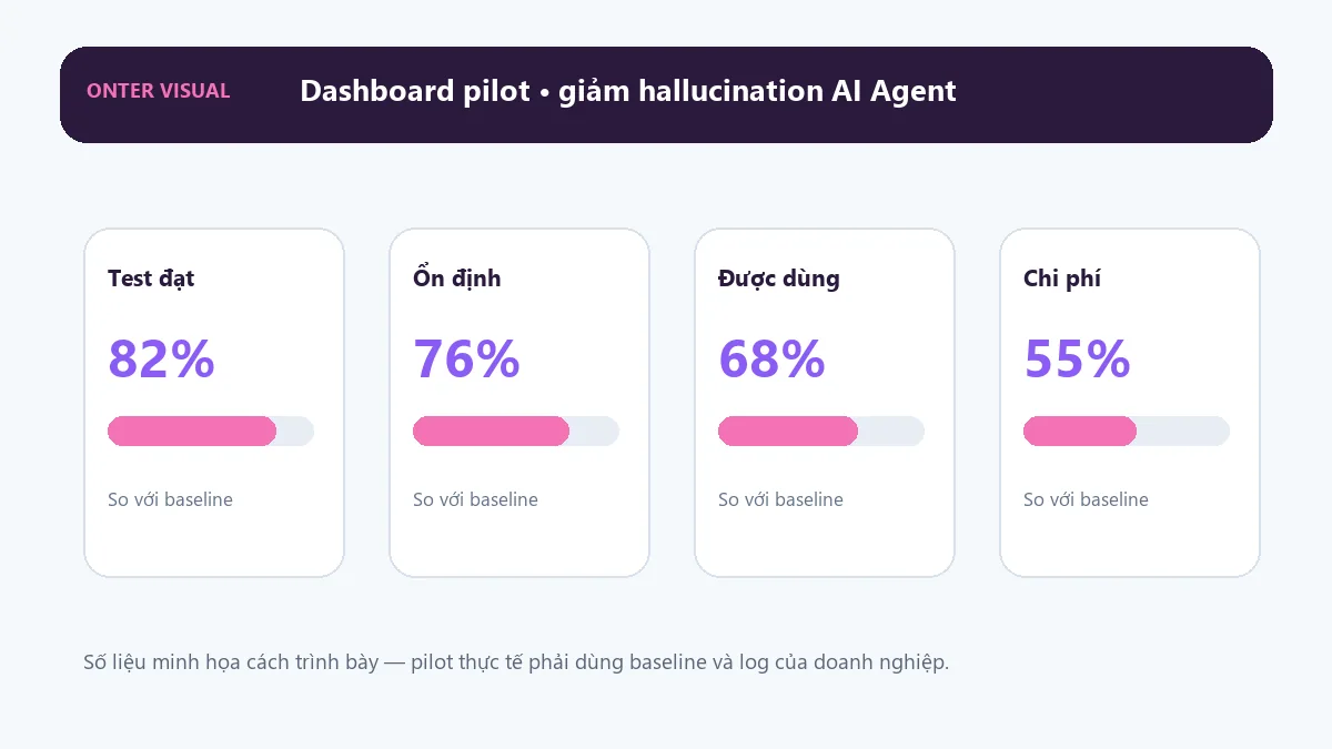 Dashboard KPI minh họa cho giảm hallucination ai agent