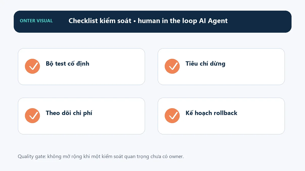 Checklist kiểm soát khi triển khai human in the loop ai agent