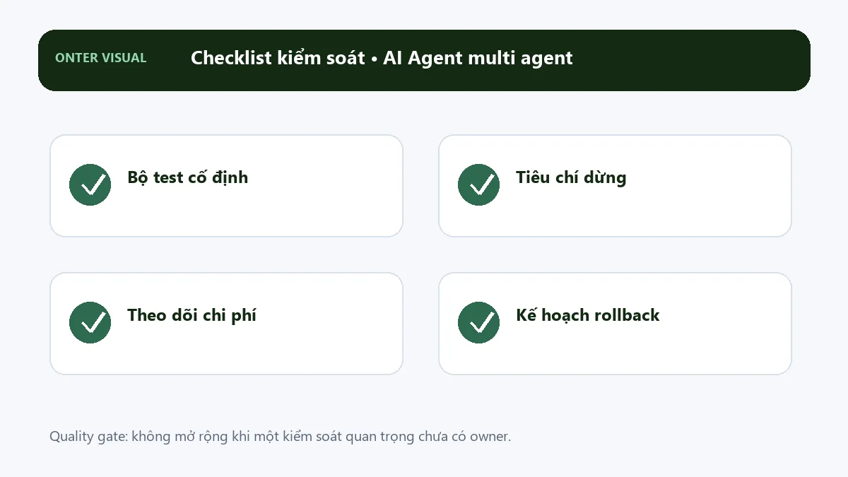 Checklist kiểm soát khi triển khai ai agent multi agent