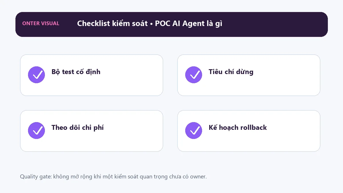 Checklist kiểm soát khi triển khai poc ai agent là gì