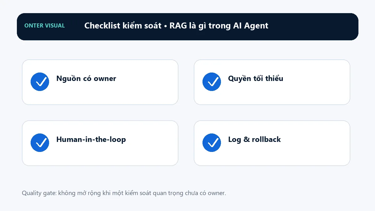 Checklist kiểm soát khi triển khai rag là gì trong ai agent