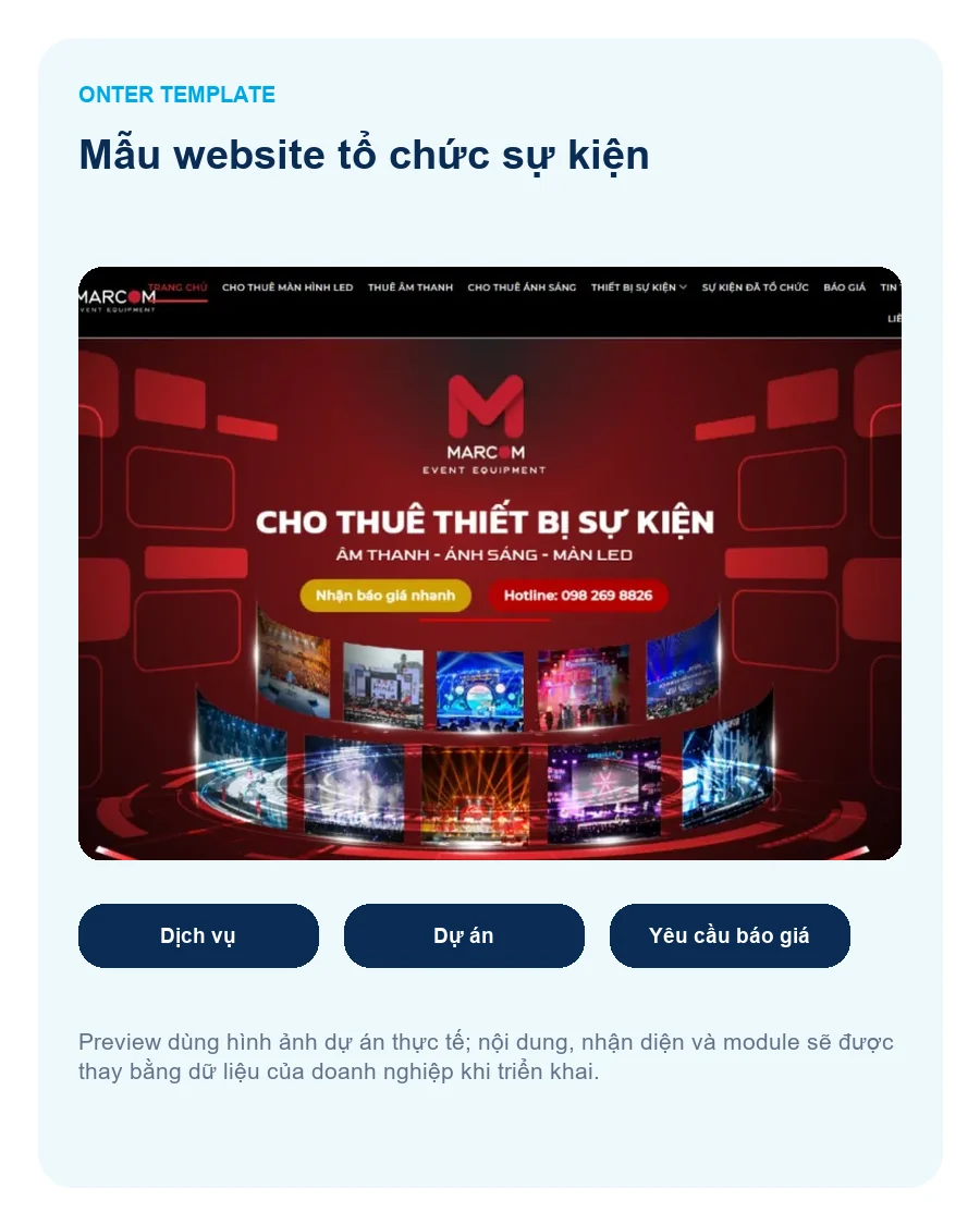 Bố cục và các điểm nổi bật của Mẫu website tổ chức sự kiện Marcom