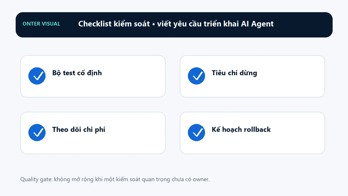 Checklist kiểm soát khi triển khai viết yêu cầu triển khai ai agent