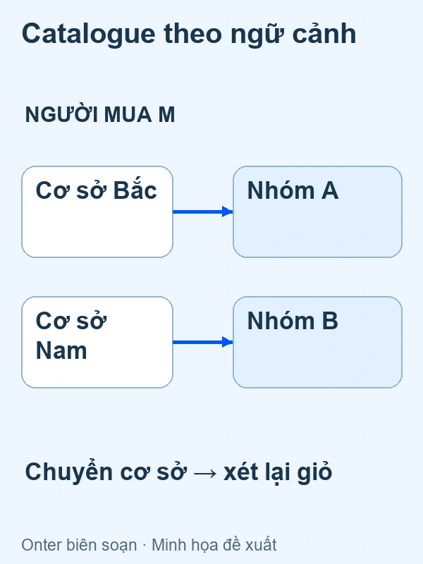 Hai địa điểm của cùng buyer có phạm vi catalogue khác nhau