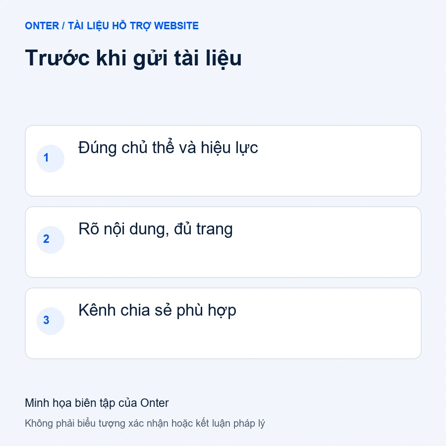 Hồ sơ thông báo website: kiểm tra chủ thể, hiệu lực, nội dung và kênh gửi tài liệu