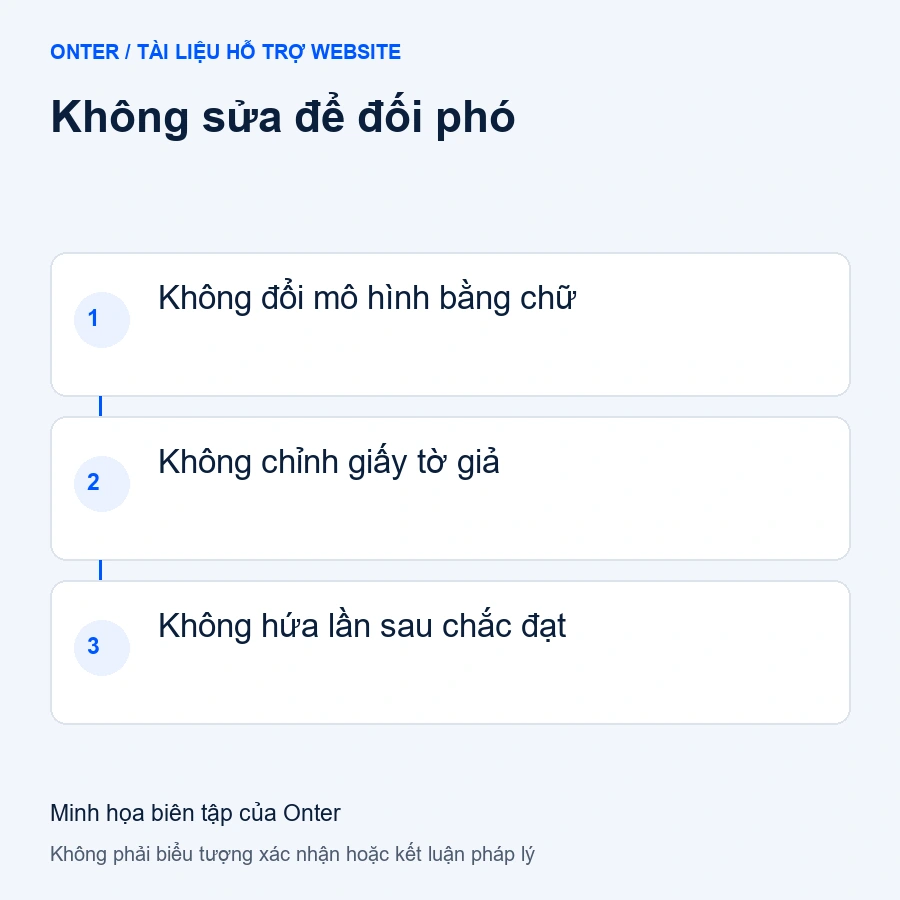 Không sửa để đối phó: Không đổi mô hình bằng chữ; Không chỉnh giấy tờ giả; Không hứa lần sau chắc đạt
