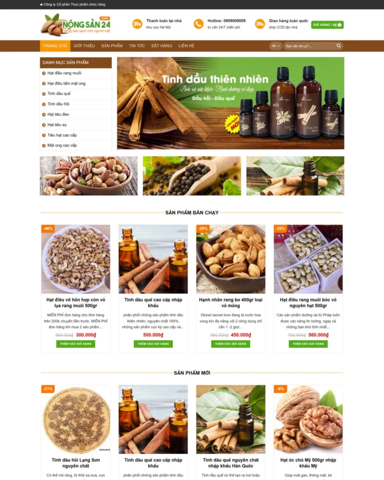 Mẫu website Hạt điều