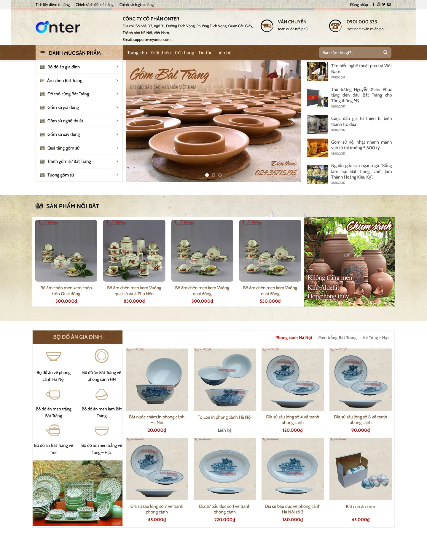 Mẫu website Gốm cho lĩnh vực Bán hàng