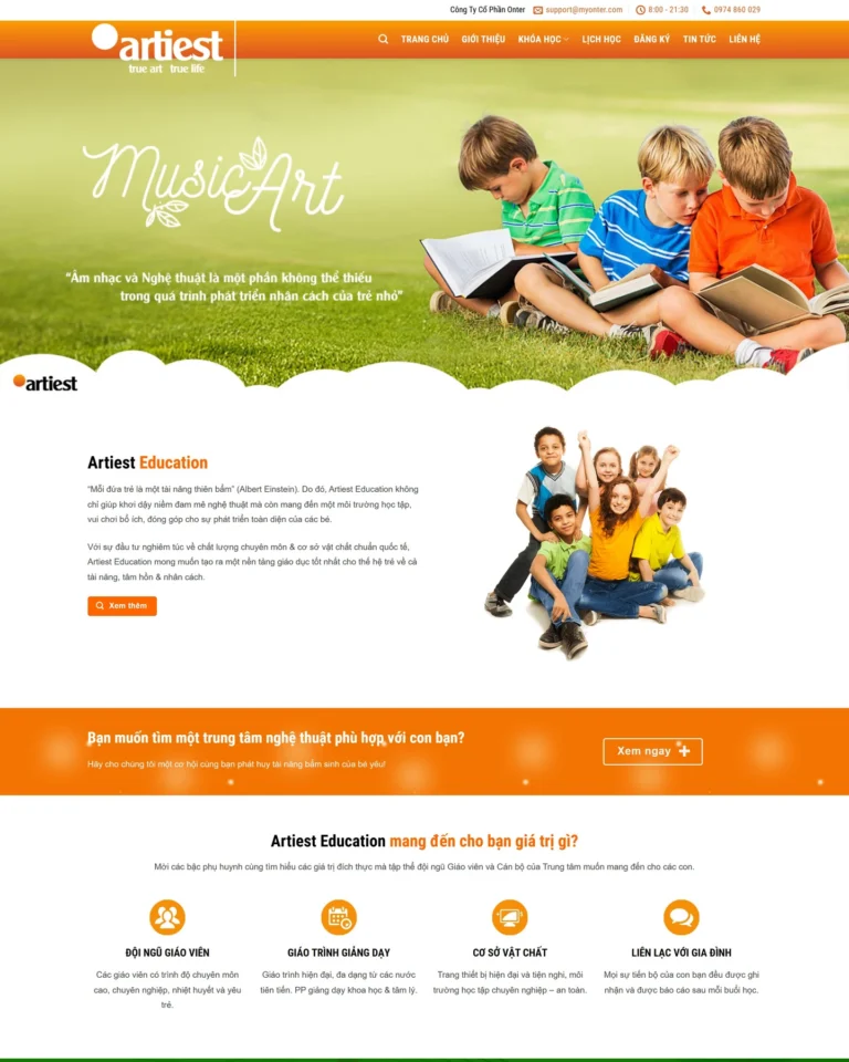 Mẫu website Mẫu website trung tâm nghệ thuật trẻ em (Edu)