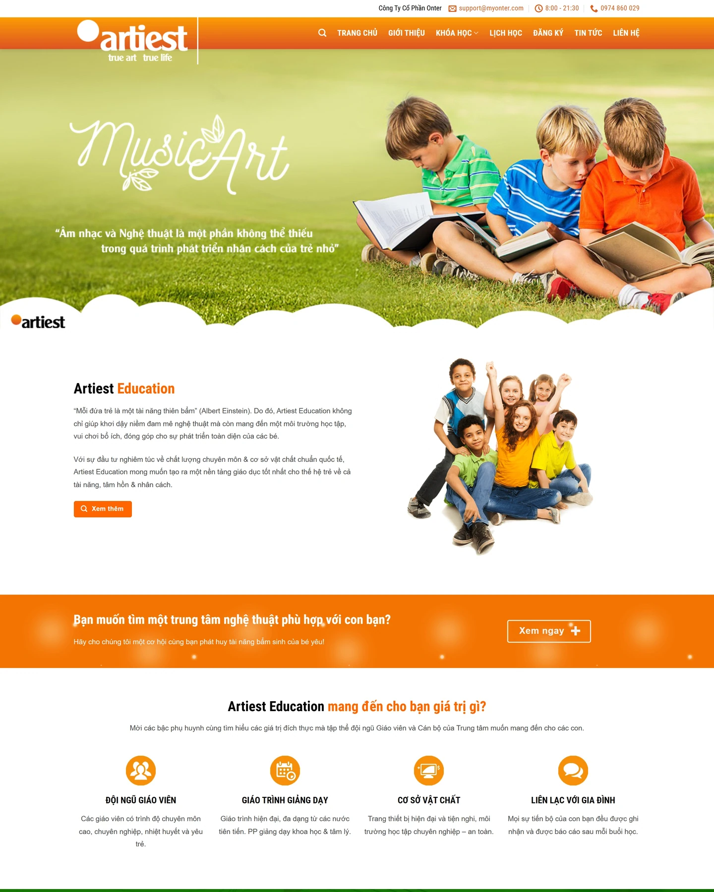 Ảnh xem trước mẫu website Mẫu website trung tâm nghệ thuật trẻ em (Edu)