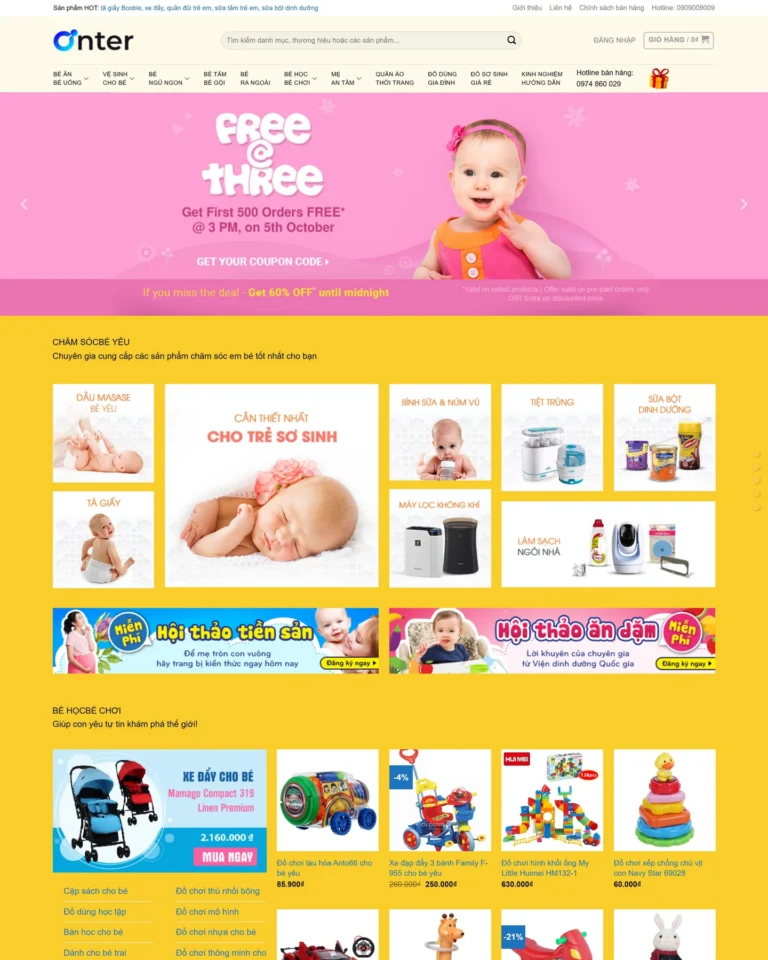 Mẫu website Mẹ và bé