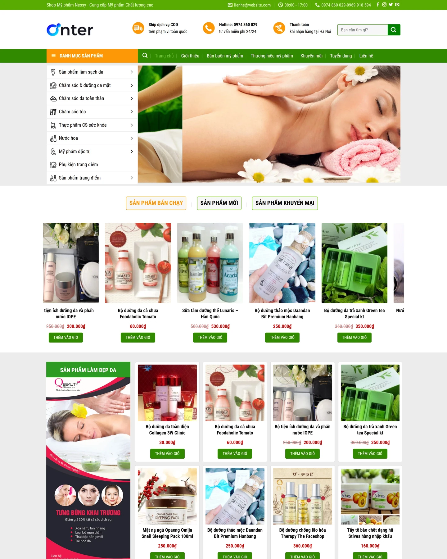 Mẫu website Mỹ phẩm 3 cho lĩnh vực Bán hàng