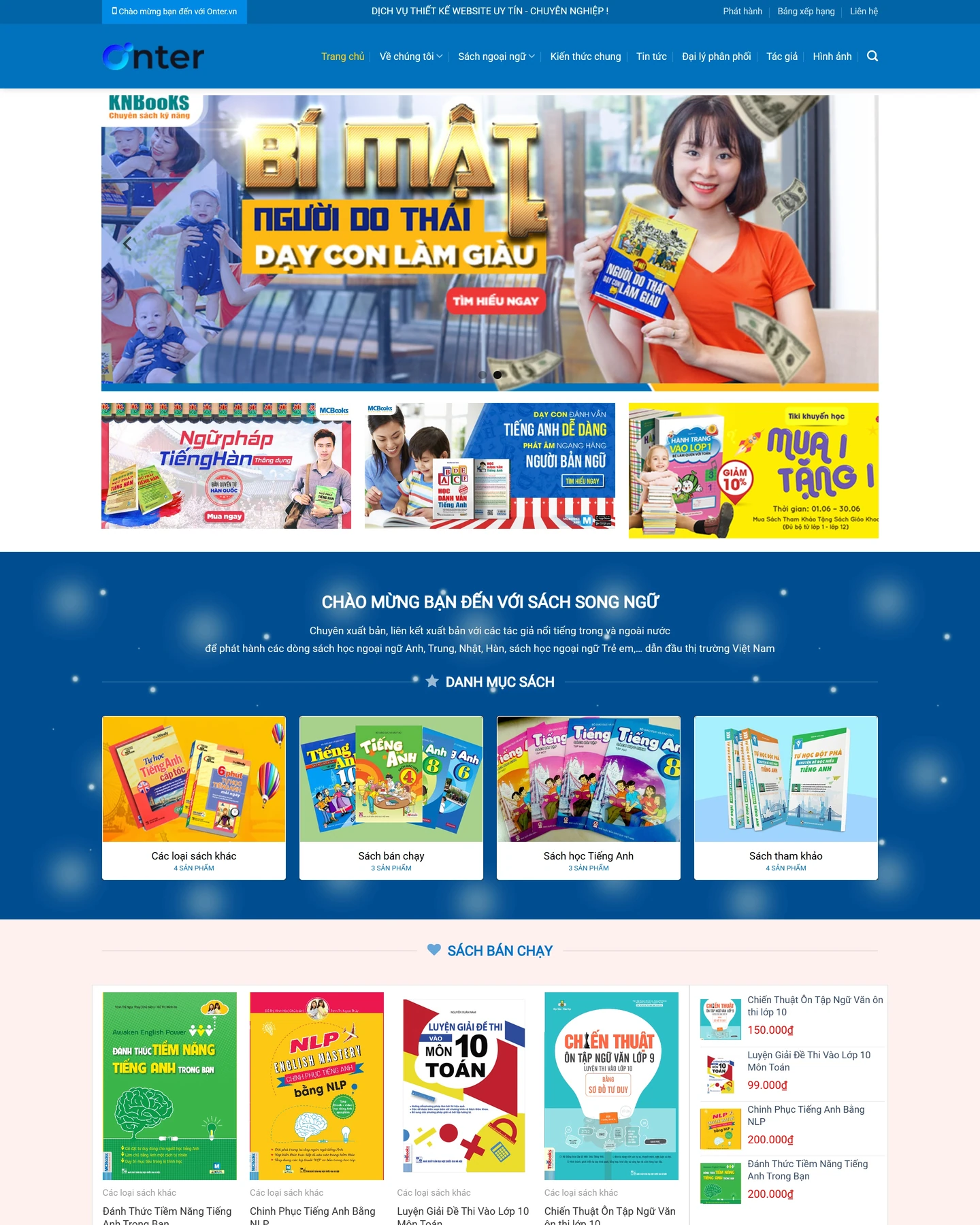 Mẫu website nhà sách: Preview Book với danh mục sách, banner ra mắt và lưới bìa sách