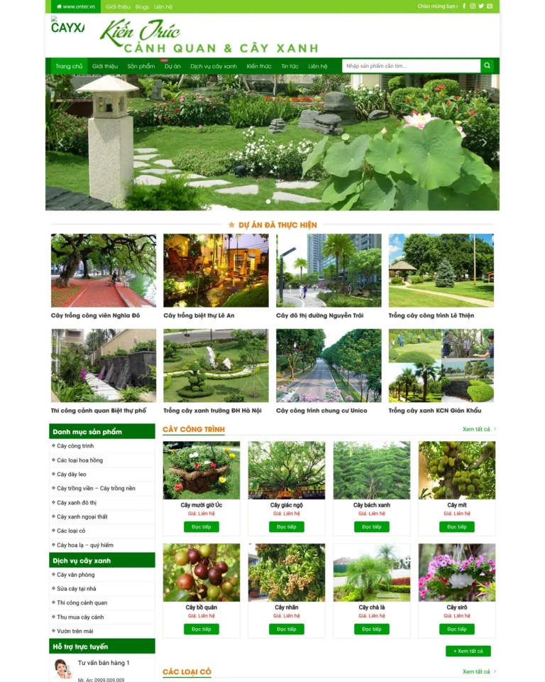 Mẫu website Cây xanh 2