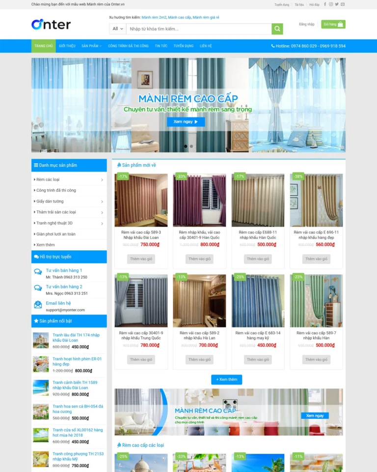 Mẫu website Mành Rèm