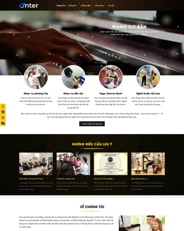Mẫu website Trung tâm piano