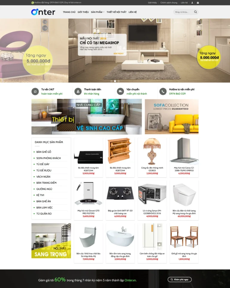 Mẫu website Shop nội thất