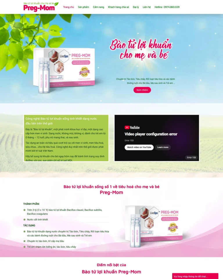 Mẫu website Thực phẩm chức năng