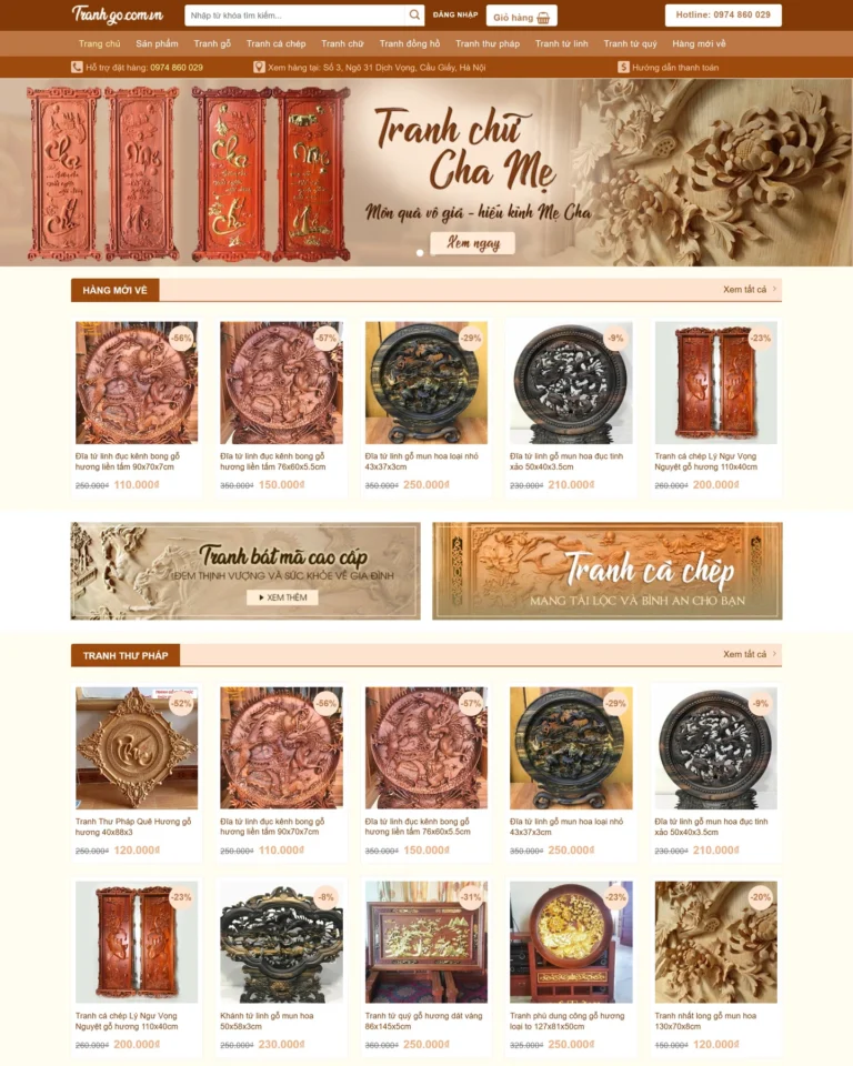 Mẫu website Tranh gỗ