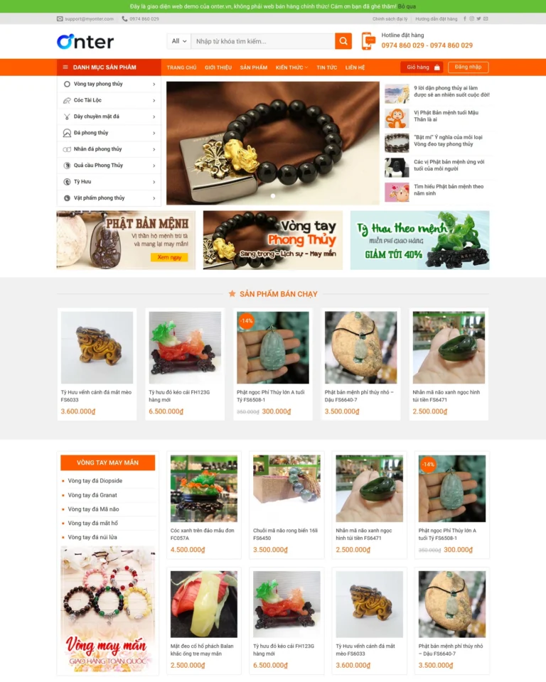 Mẫu website Shop phong thủy