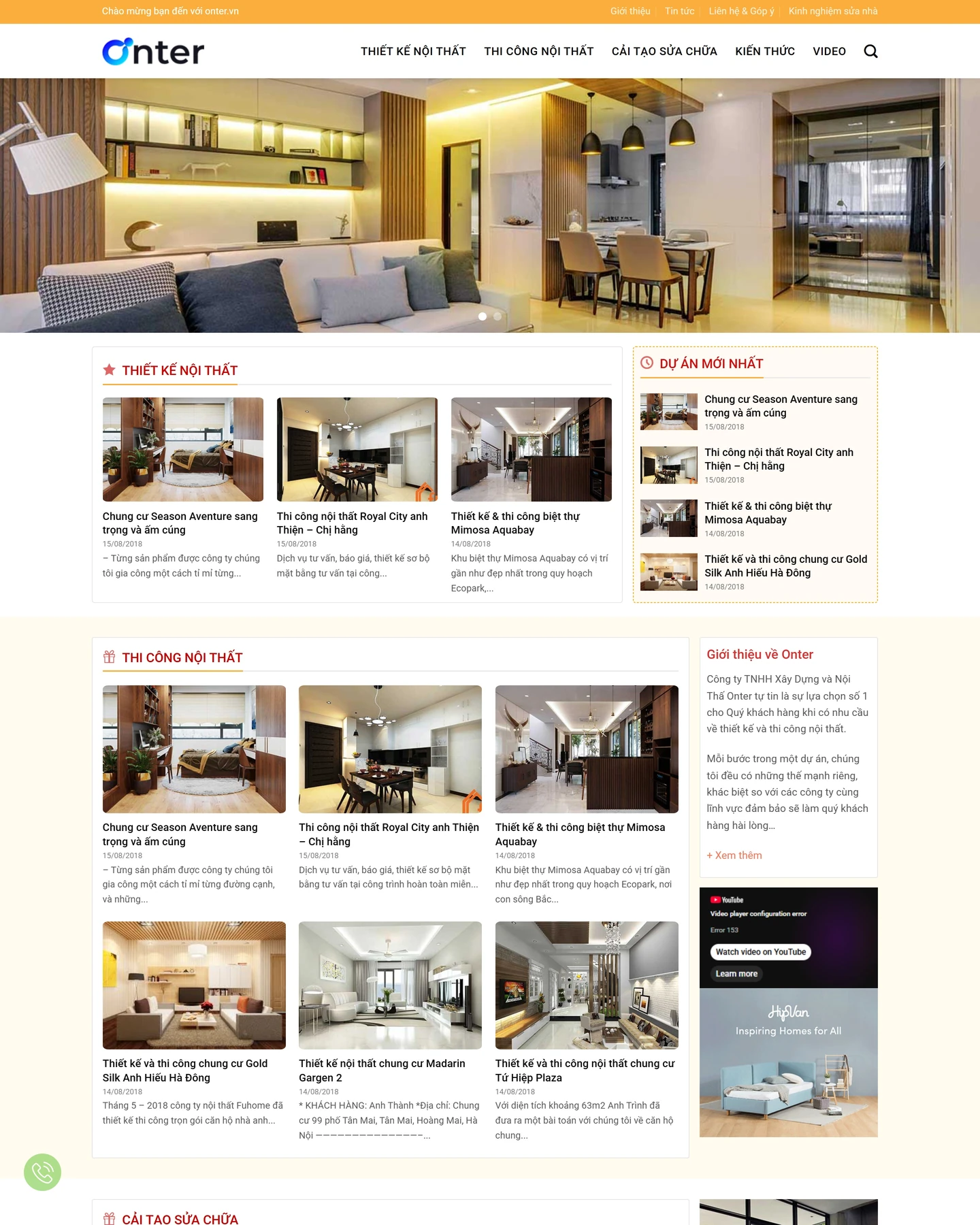 Mẫu website Nội thất 5 cho lĩnh vực Doanh nghiệp