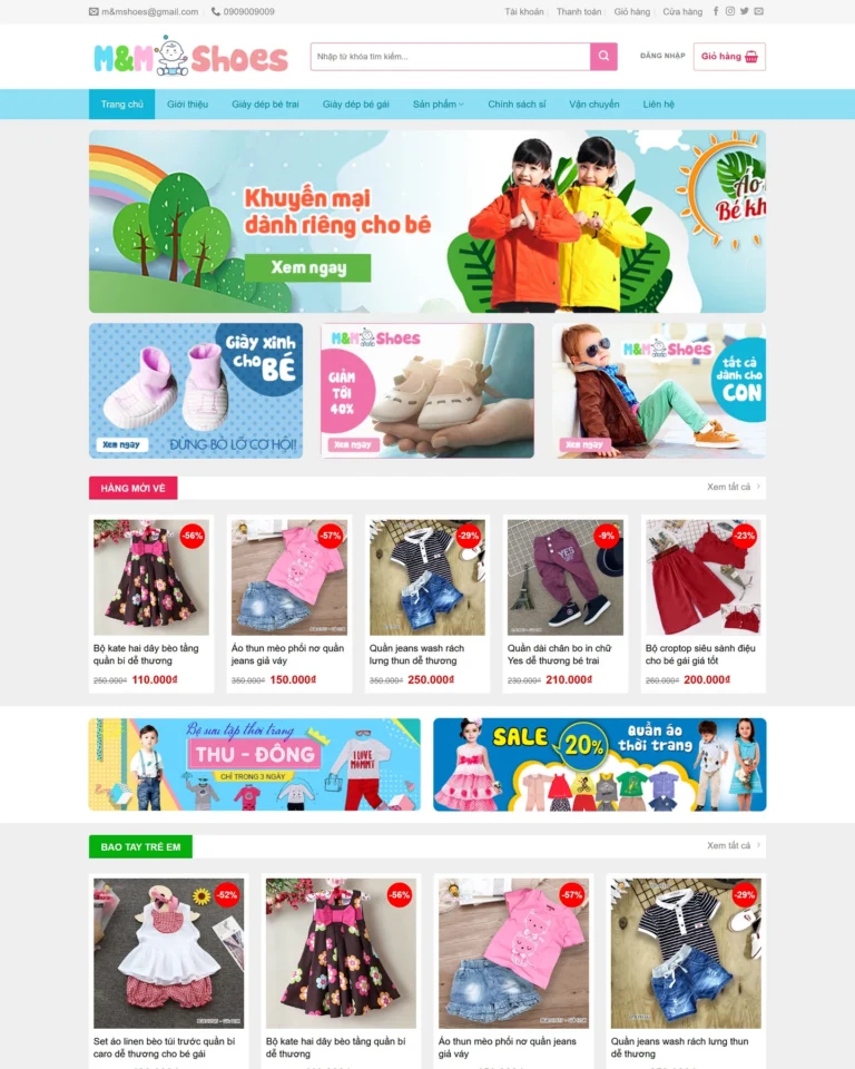Mẫu website Thời trang trẻ em 2