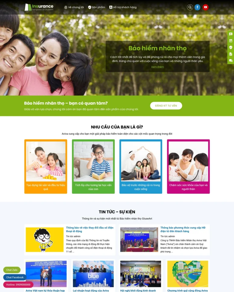 Mẫu website Bảo hiểm