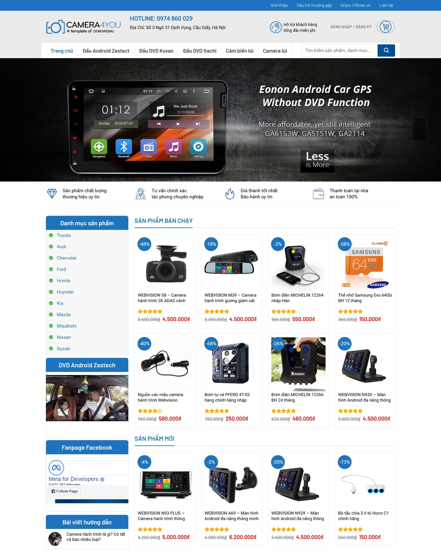 Mẫu website Camera 2 cho lĩnh vực Bán hàng